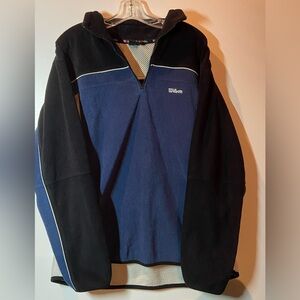 Vintage Wilson Men's Fleece Zip Up Sweater in Black and Blue